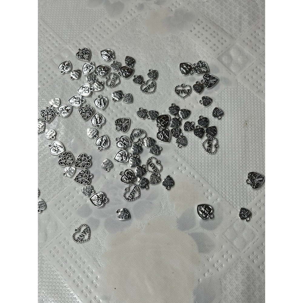 80 Pcs Alloy Ancient Silver Love Set Series Pendant Jewelry Making
